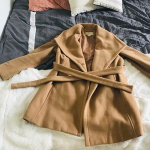 Camel Michael Kors Wrap Jacket